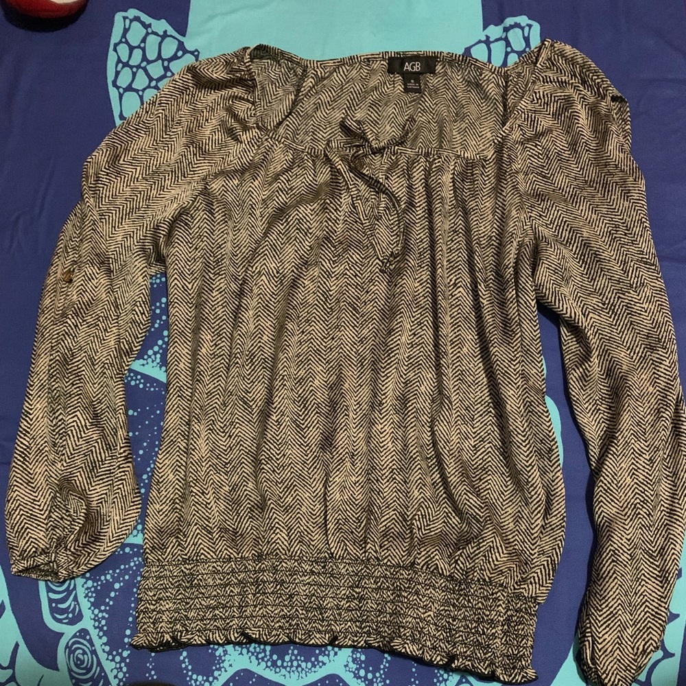 AGB Black and Cream Patterned Top